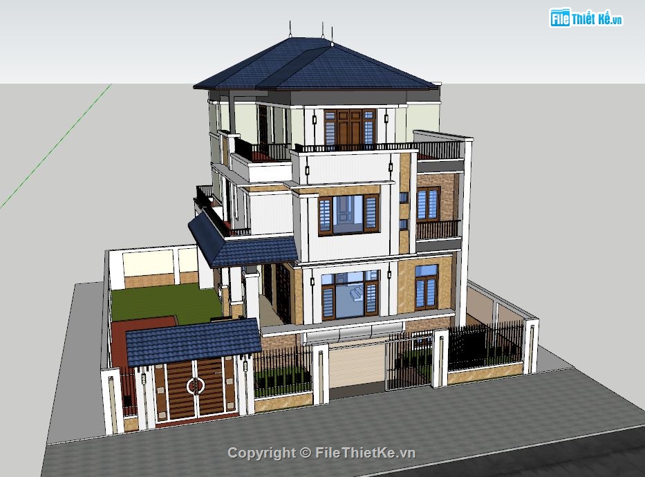 Biệt thự 3 tầng,Sketchup biệt thự 3 tầng,file su biệt thự 3 tầng,model su biệt thự 3 tầng,file 3d biệt thự 3 tầng