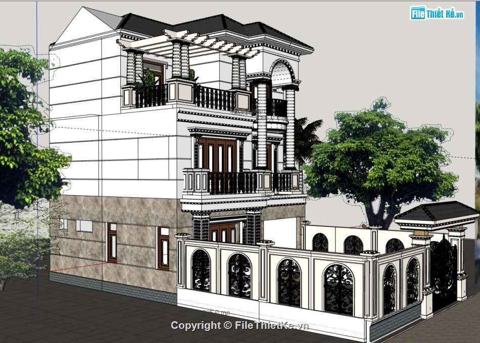 biệt thự sketchup,sketchup biệt thự,File sketchup biệt thự 3 tầng,sketchup biệt thự 3 tầng,biệt thự 3 tầng