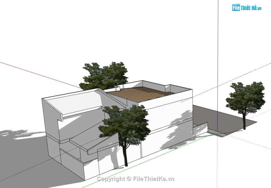 biệt thự phố 2 tầng,biệt thự sketchup,phối cảnh biệt thự 2 tầng,mẫu su biệt thự 2 tầng