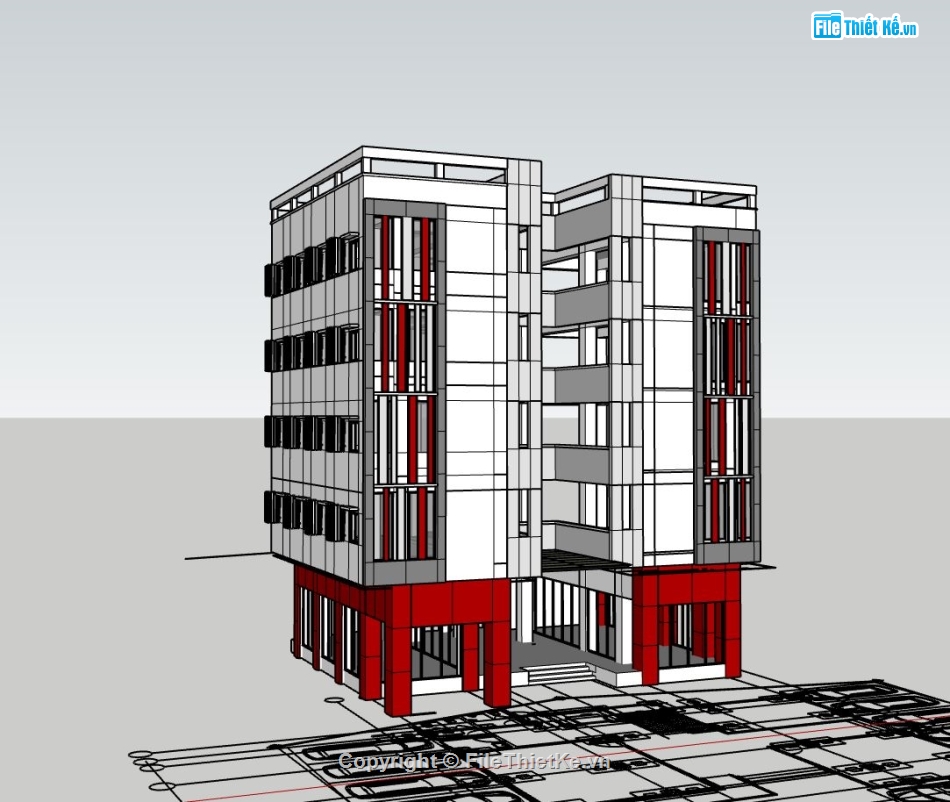 chung cư mini,File sketchup chung cư,chung cư hiện đại