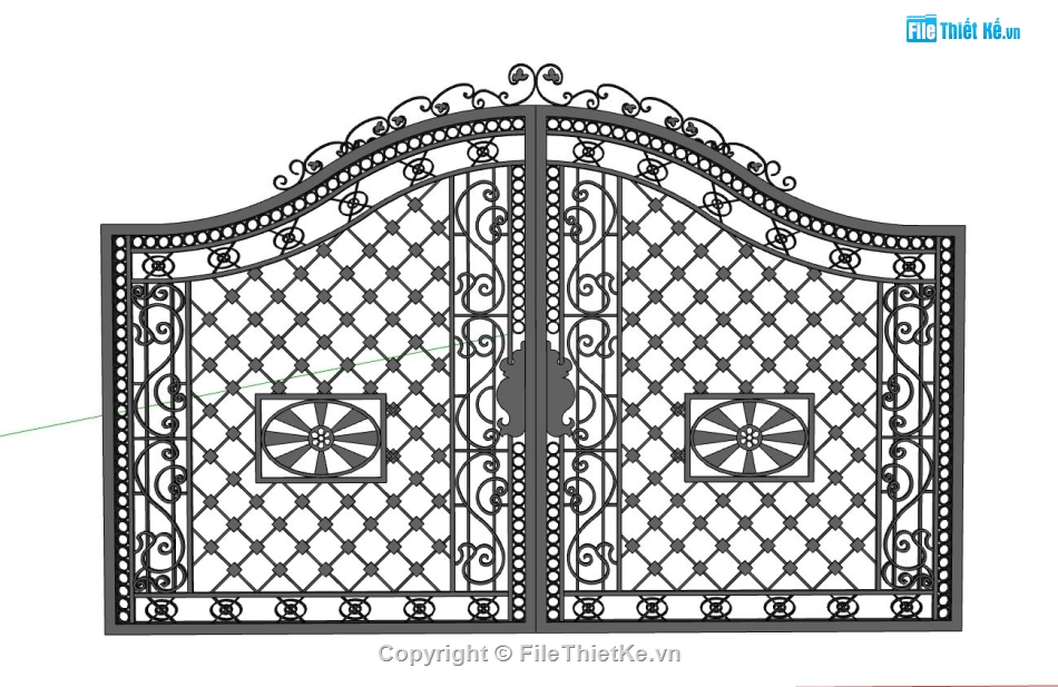 File sketchup cổng,CNC cổng 2 cánh hiện đại,cổng sketchup
