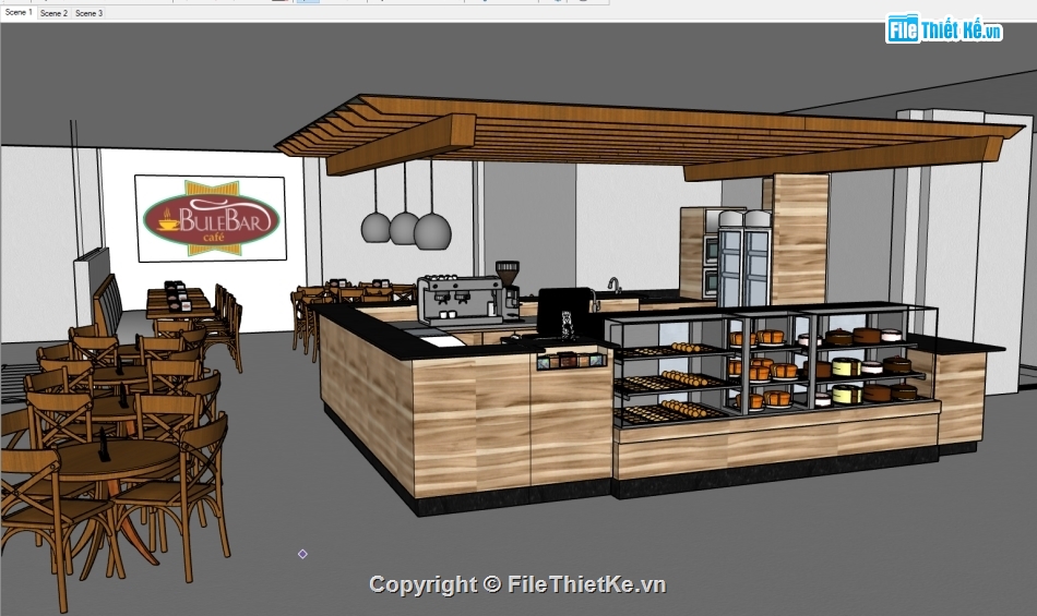 sketchup nội thất quán coffee,File sketchup nội thất quán coffee,3d sketchup nội thất quán coffee