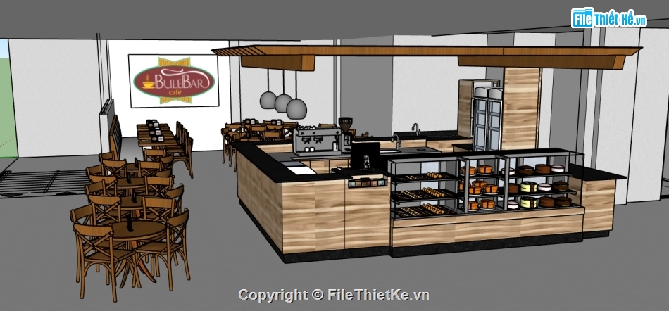 sketchup nội thất quán coffee,File sketchup nội thất quán coffee,3d sketchup nội thất quán coffee