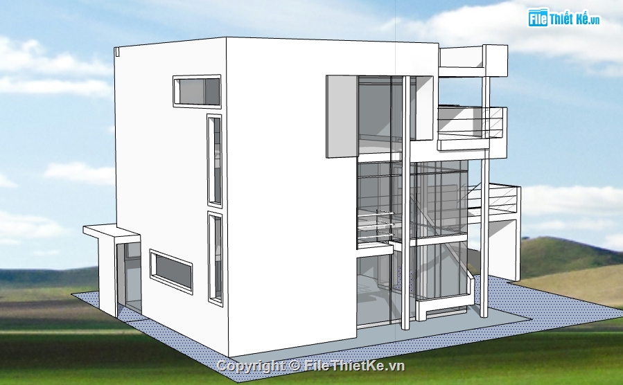 văn phòng 3 tầng dựng 3d su,sketchup nhà làm việc,model su nhà 3 tầng