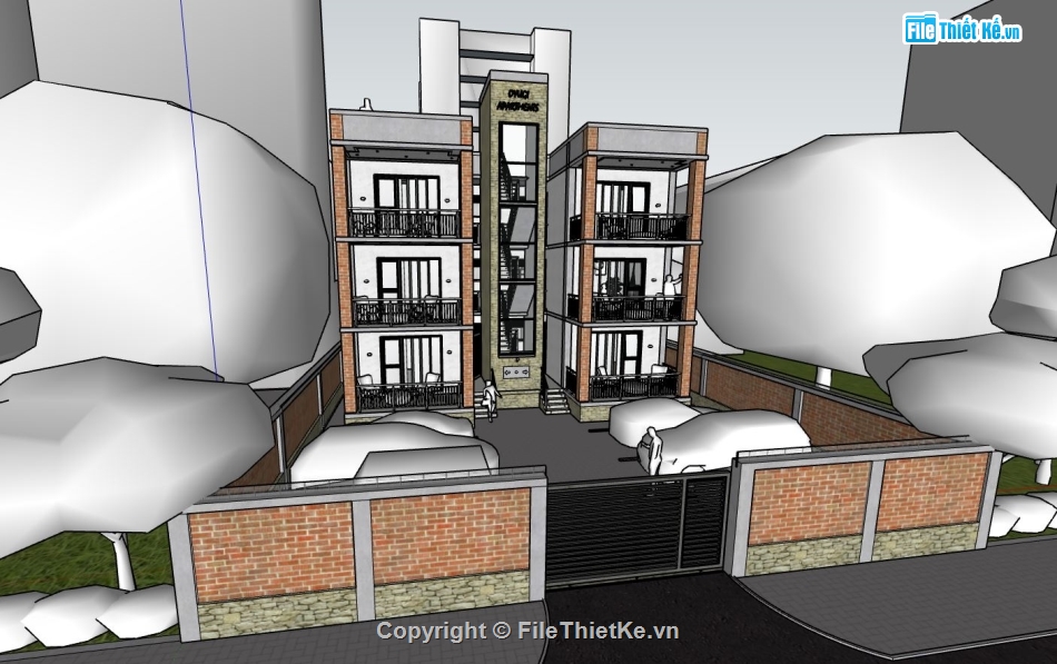 khu phức hợp sketchup,thiết kế khu phức hợp,trung tâm phức hợp