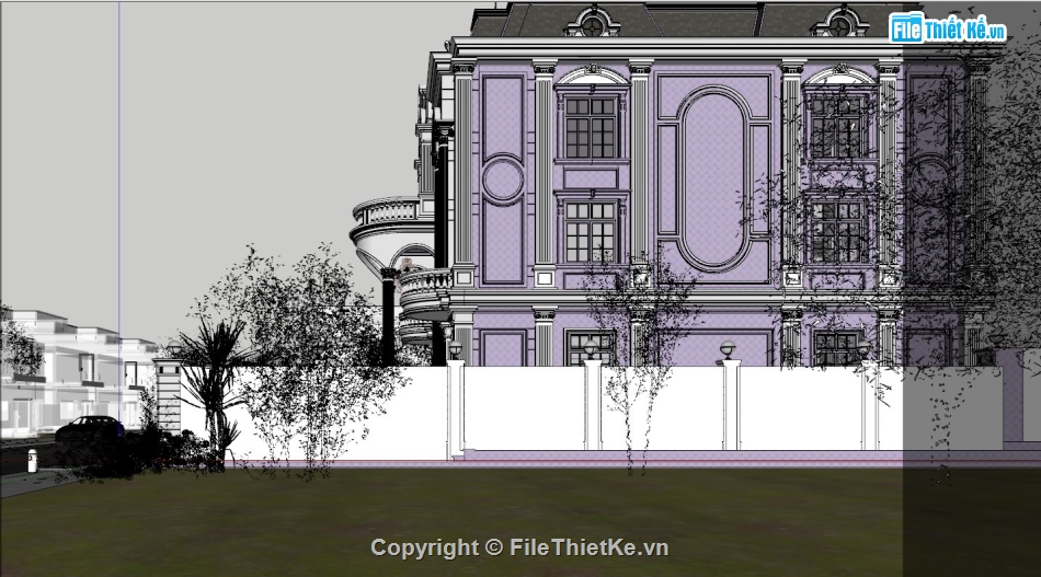 file sketchup biệt thự tân cổ điển,mẫu biệt thự sketchup,biệt thự sketchup,biệt thự tân cổ