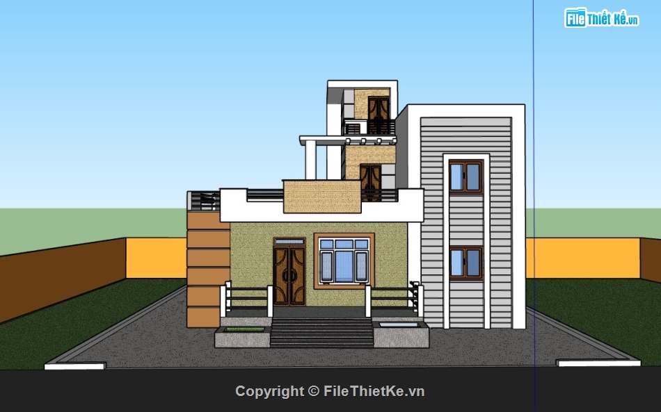 nhà 1 tầng,su nhà 1 tầng,sketchup nhà 1 tầng,nhà 1 tầng hiện đại