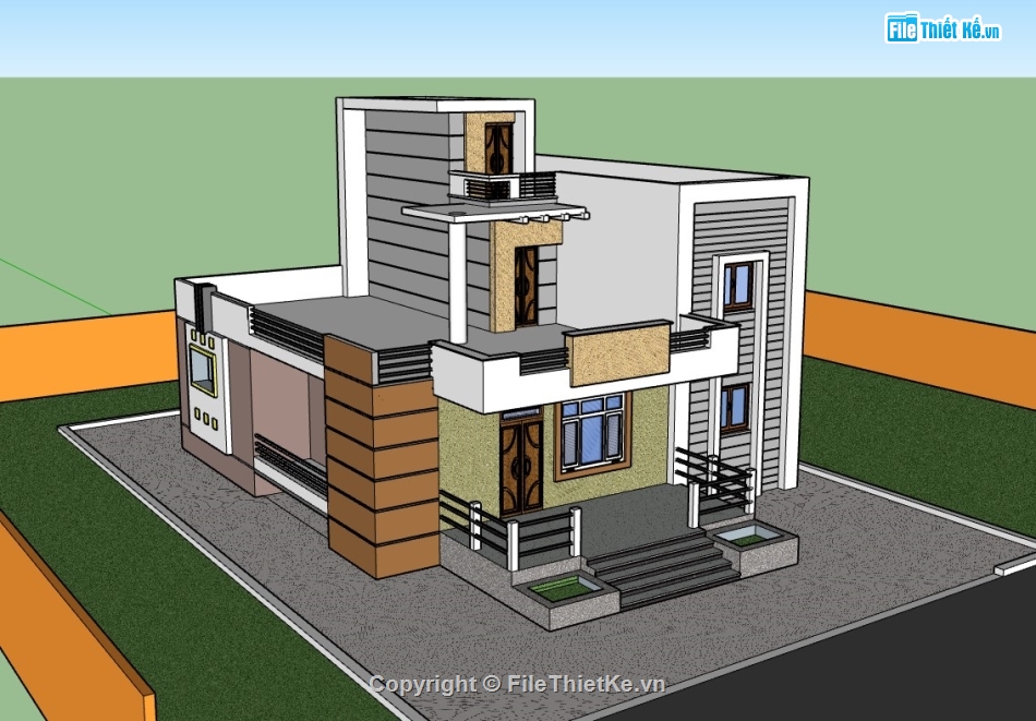 nhà 1 tầng,su nhà 1 tầng,sketchup nhà 1 tầng,nhà 1 tầng hiện đại