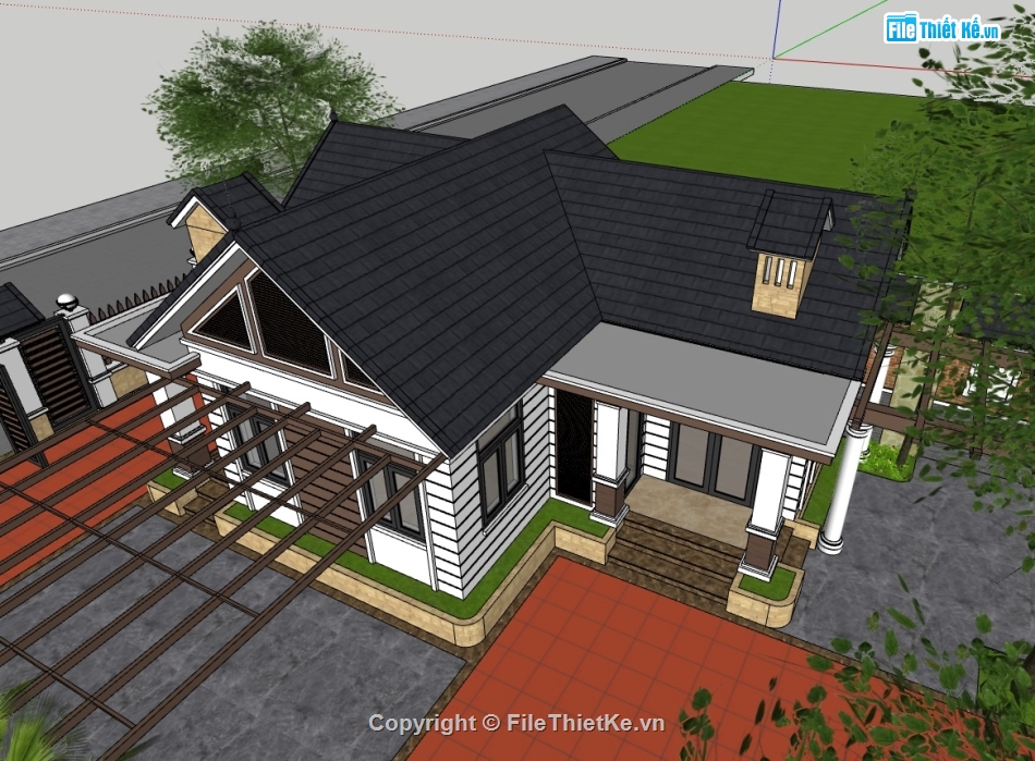 File sketchup nhà cấp 4,Model sketchup nhà cấp 4,File sketchup nhà cấp 4 hiện đại