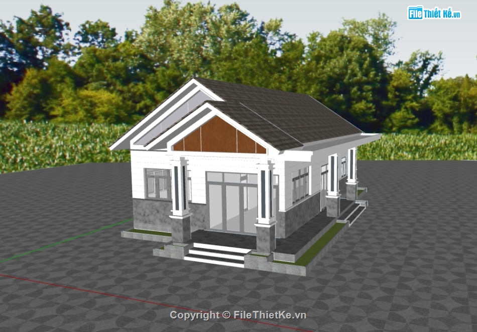 nhà cấp 4,nhà cấp 4 sketchup,sketchup nhà cấp 4,File sketchup nhà cấp 4