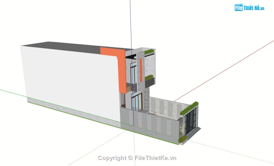 nhà phố 3 tầng,sketchup nhà phố,phối cảnh nhà phố,nhà phố hiện đại