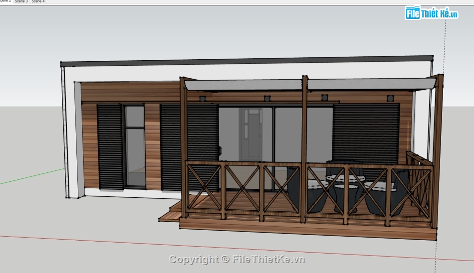 File sketchup nhà  bungalow,model su nhà  bungalow,file 3d nhà  bungalow,sketchup nhà  bungalow