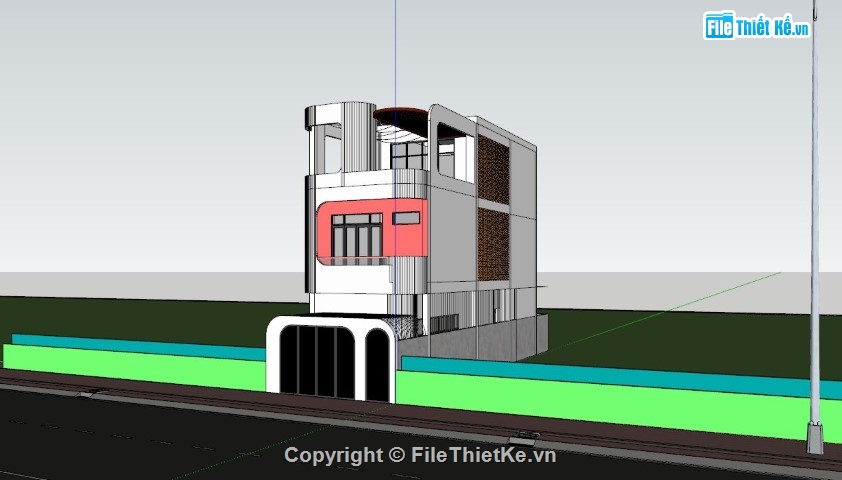 nhà phố 2 tầng 1 tum sketchup,file sketchup nhà phố 2 tầng 1 tum,model sketchup nhà phố 2 tầng 1 tum,3d nhà phố 2 tầng 1 tum