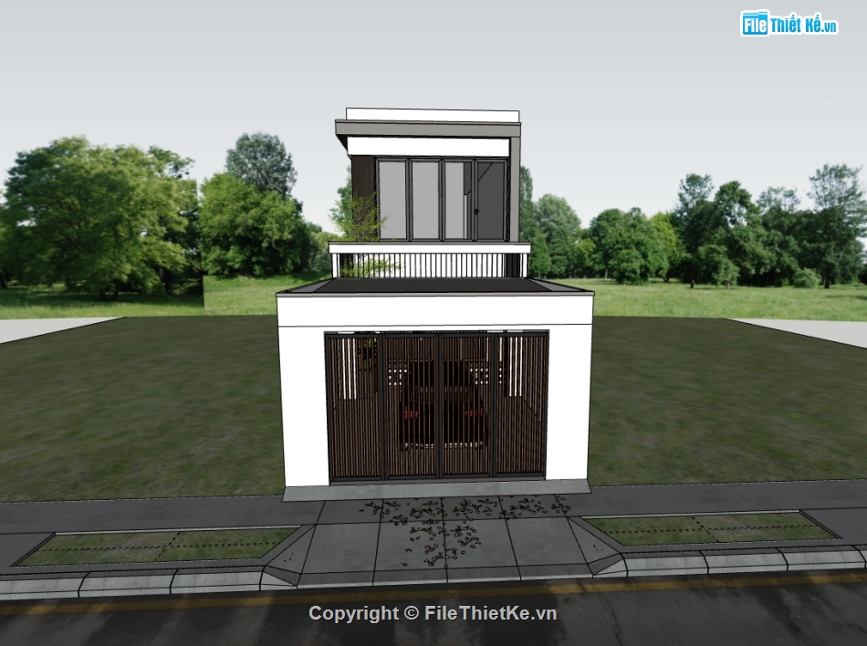 Nhà phố 2 tầng,su nhà phố,sketchup nhà phố 2 tầng
