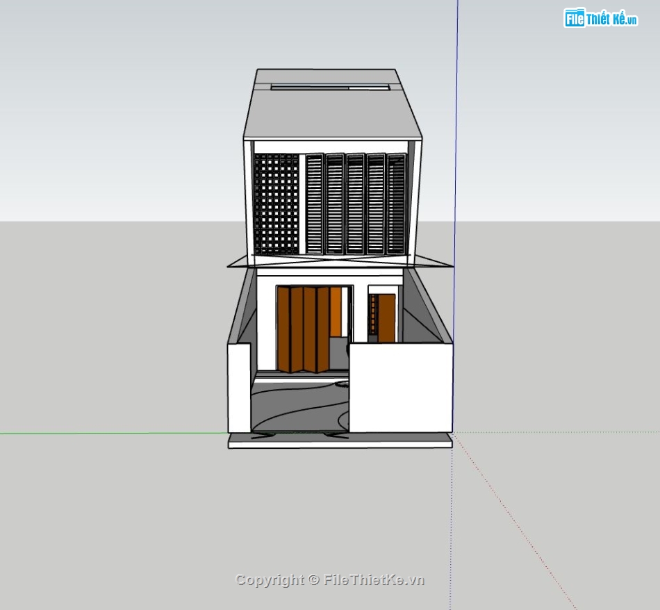 nhà phố 2 tầng,file sketchup nhà phố 2 tầng,thiết kế mẫu nhà phố đẹp,mẫu nhà phố đơn giản