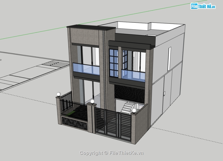 nhà phố 2 tầng,sketchup nhà phố,su nhà phố,su nhà phố 2 tầng