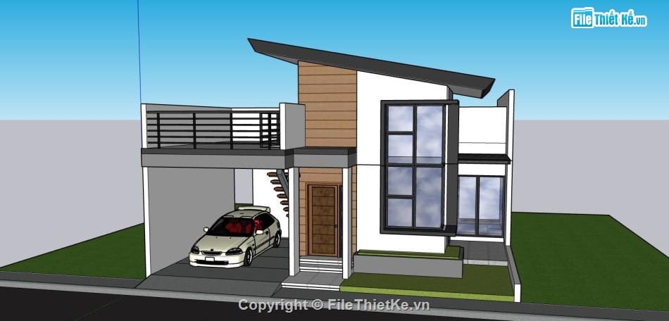 nhà phố 2 tầng,sketchup nhà phố 2 tầng,phối cảnh nhà phố 2 tầng,thiết kế nhà phố 2 tầng