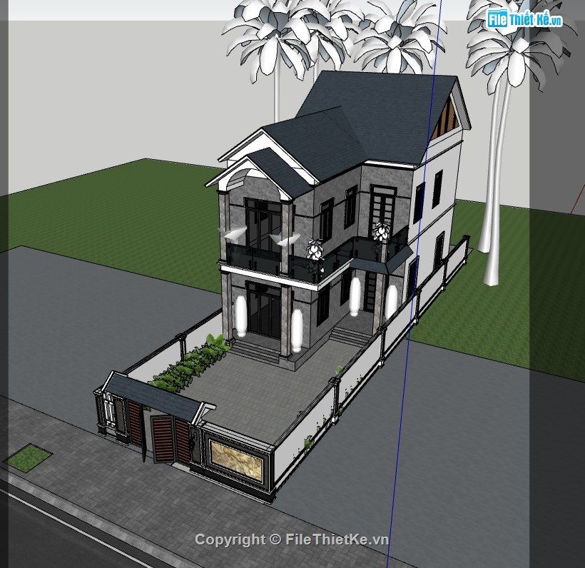 nhà phố 2 tầng,sketchup nhà phố,su nhà phố,sketchup nhà phố 2 tầng