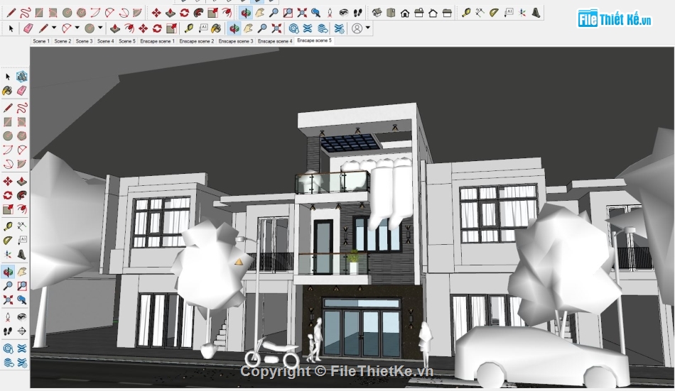 nhà phố 3 tầng,file su nhà phố 3 tầng,model 3d nhà phố 3 tầng,bản vẽ nhà phố 3 tầng,model nhà phố 3 tầng