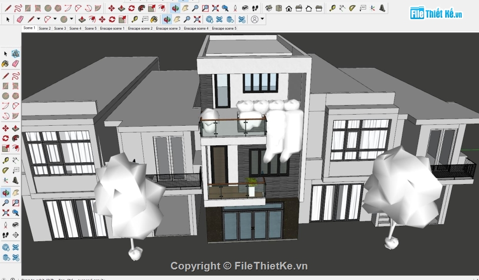 nhà phố 3 tầng,file su nhà phố 3 tầng,model 3d nhà phố 3 tầng,bản vẽ nhà phố 3 tầng,model nhà phố 3 tầng