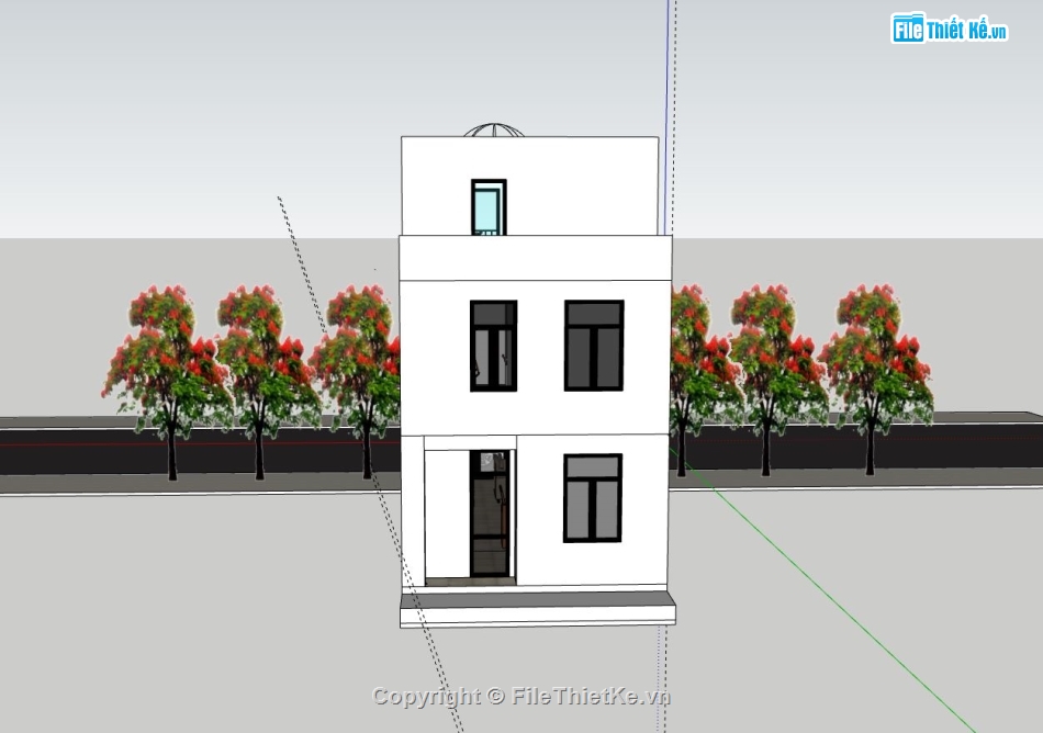 nhà phố 3 tầng,file su nhà phố 3 tầng,file sketchup nhà phố 3 tầng,phối cảnh nhà phố 3 tầng