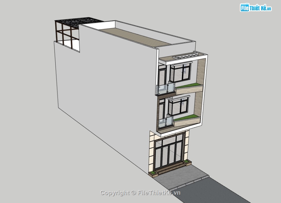 nhà phố 3 tầng,su nhà phố,sketchup nahf phố,sketchup nhà phố 3 tầng