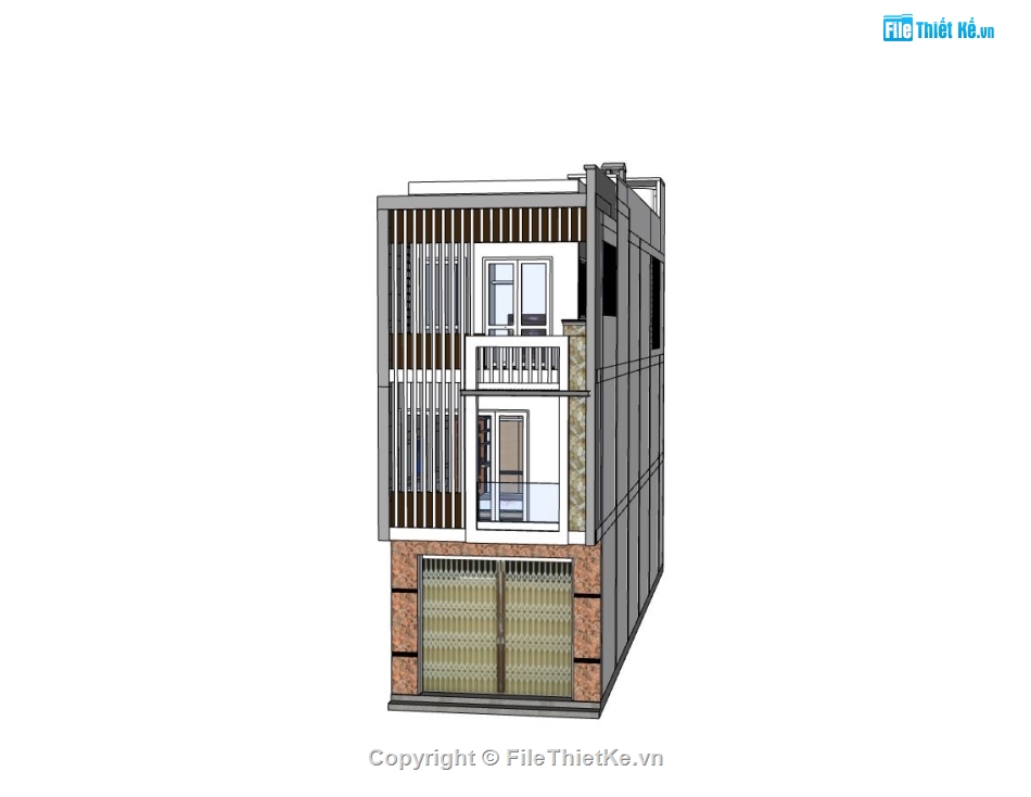 nhà phố 3 tầng,nhà phố hiện đại,model sketchup nhà phố