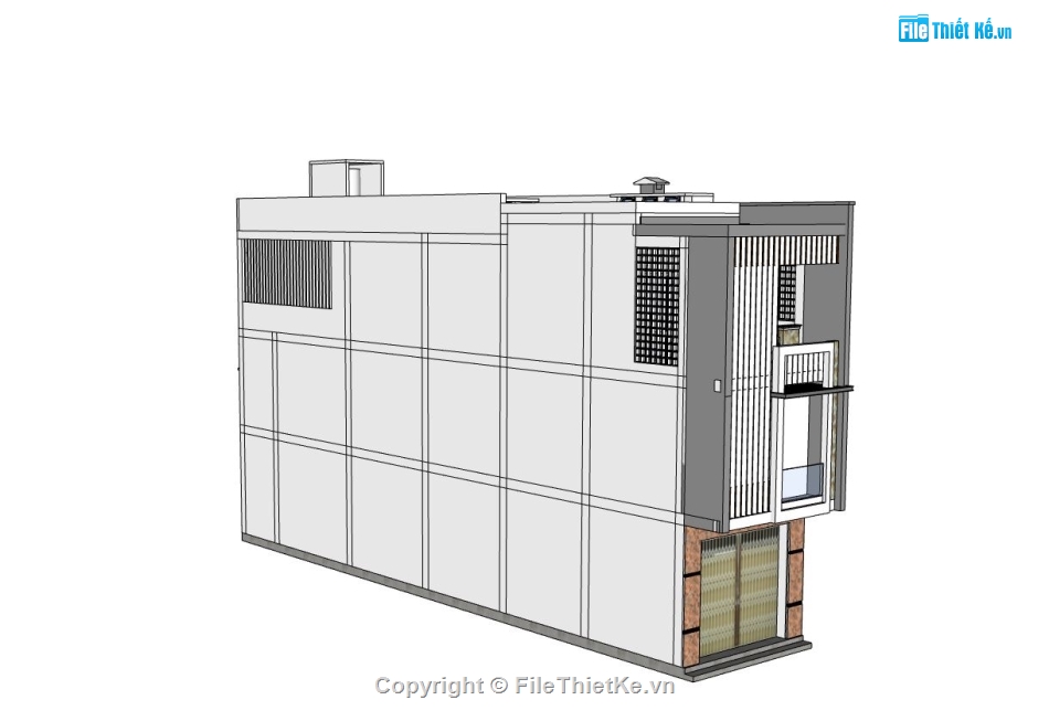 nhà phố 3 tầng,nhà phố hiện đại,model sketchup nhà phố