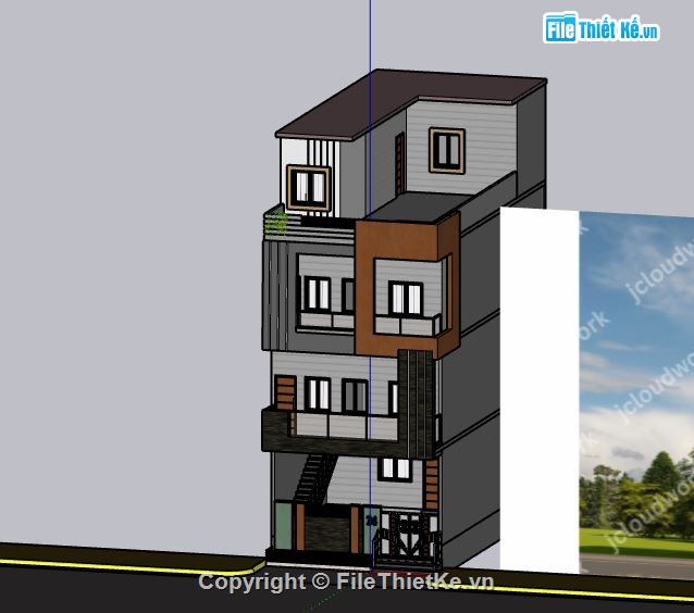 Nhà phố 3 tầng,model su nhà phố 3 tầng,file su nhà phố 3 tầng