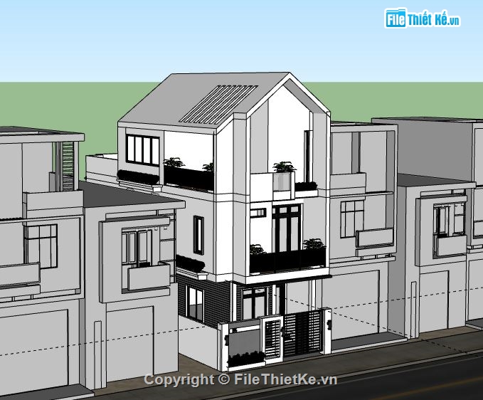 nhà phố 3 tầng,nhà phố,model nhà phố