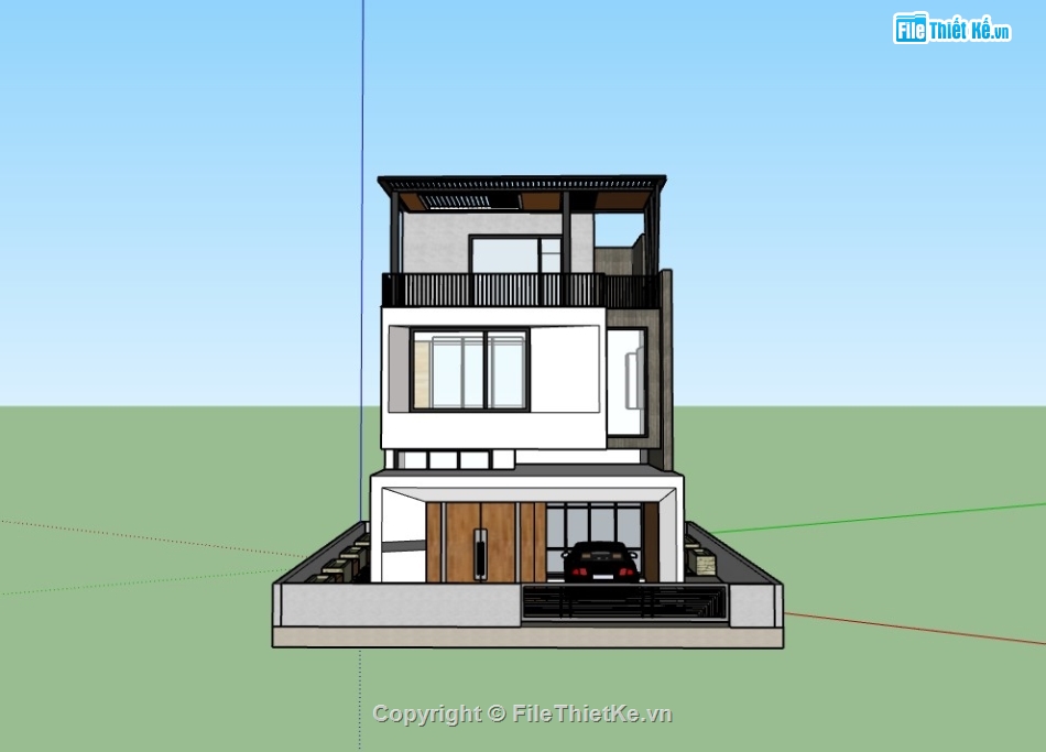 nhà phố 3 tầng,su nhà phố,sketchup nhà phố,su nhà phố 3 tầng