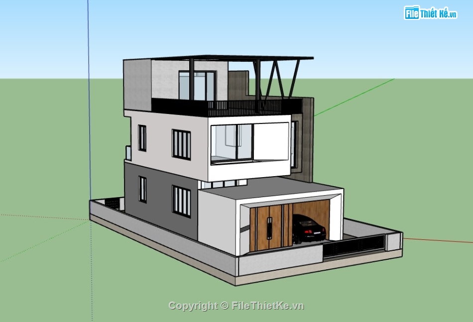 nhà phố 3 tầng,su nhà phố,sketchup nhà phố,su nhà phố 3 tầng