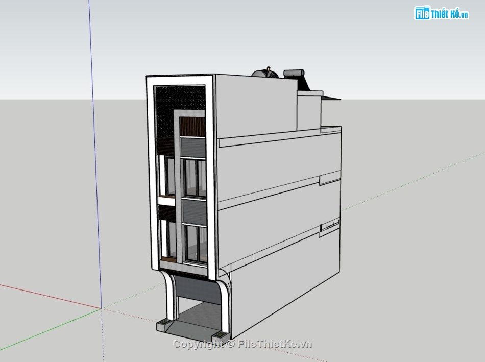 nhà phố 4 tầng,sketchup nhà phố 4 tầng,nhà phố hiện đại