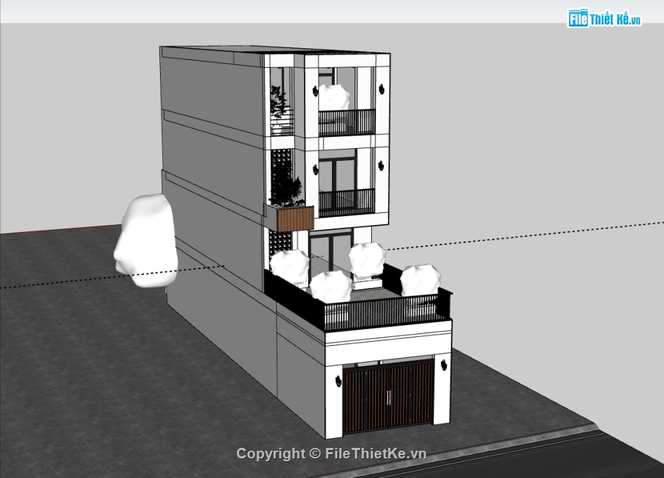 nhà 4 tầng,su nhà phố,nhà phố sketchup