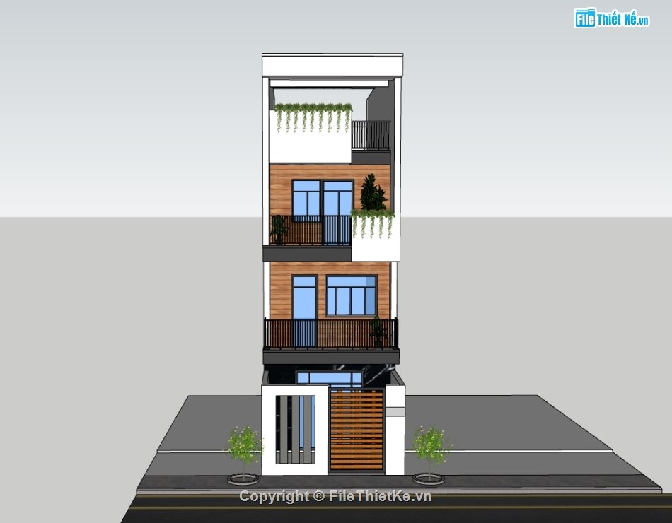 nhà 4 tầng,su nhà phố,sketchup nhà phố