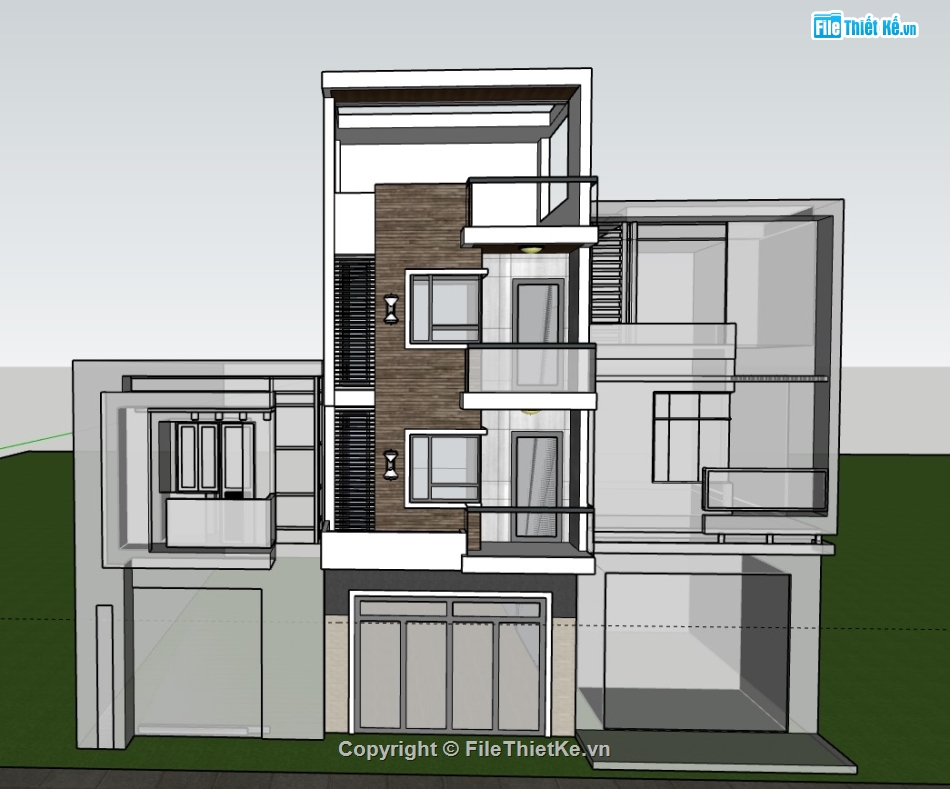 nhà 4 tầng,nhà phố 4 tầng,su nhà phố,sketchup nhà phố