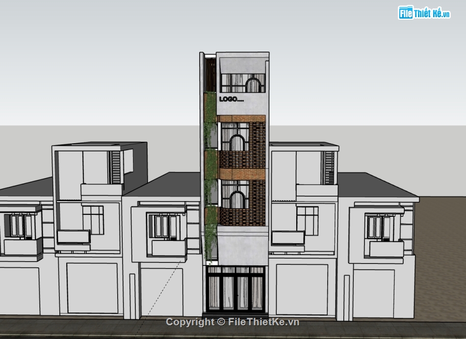 su nhà phố,sketchup nhà phố,nhà phố