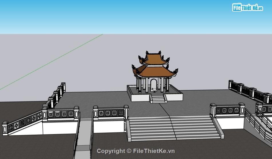 nhà tưởng niệm,sketchup nhà tưởng niệm,3d nhà tưởng niệm