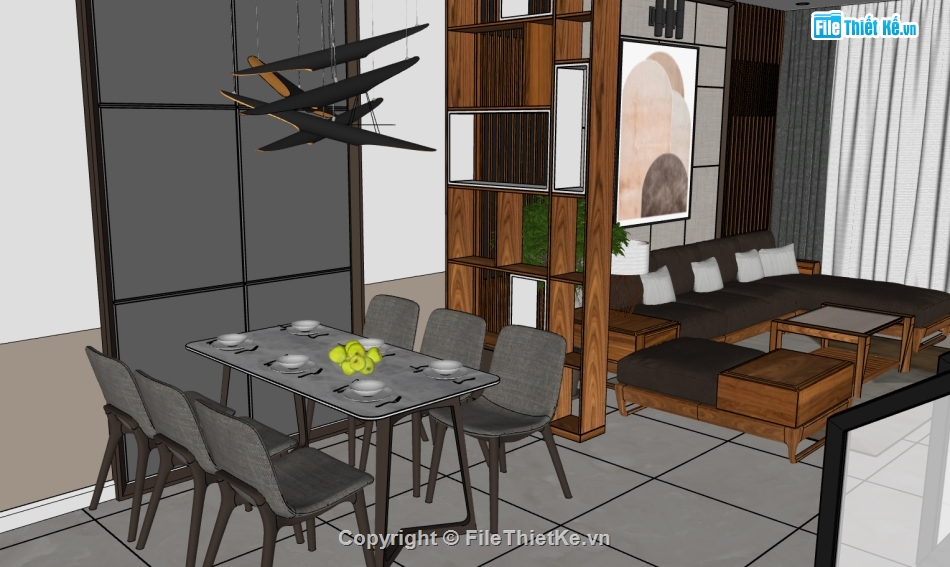 nội thất khách bếp sketchup,File sketchup nội thất nhà bếp,mẫu dựng 3dsu khách bếp,su thiết kế nội thất phòng bếp