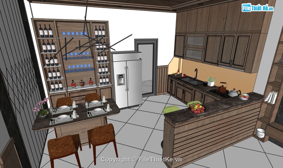 File sketchup nội thất,sketchup nội thất bếp,nội thất khách bếp,file sketchup nội thất khách bếp,model su nội thất khách bếp