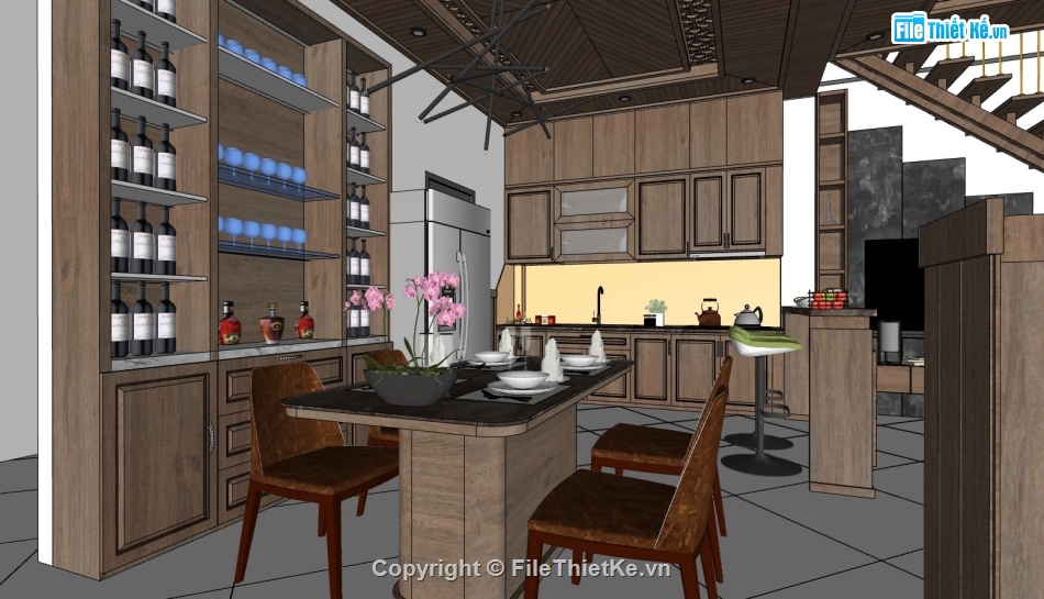 File sketchup nội thất,sketchup nội thất bếp,nội thất khách bếp,file sketchup nội thất khách bếp,model su nội thất khách bếp