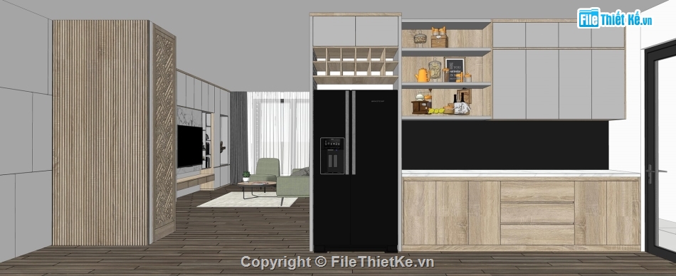 sketchup nội thất,nội thất nhà phố sketchup,nội thất nhà phố bằng sketchup,File sketchup nội thất nhà phố