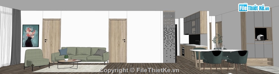 sketchup nội thất,nội thất nhà phố sketchup,nội thất nhà phố bằng sketchup,File sketchup nội thất nhà phố