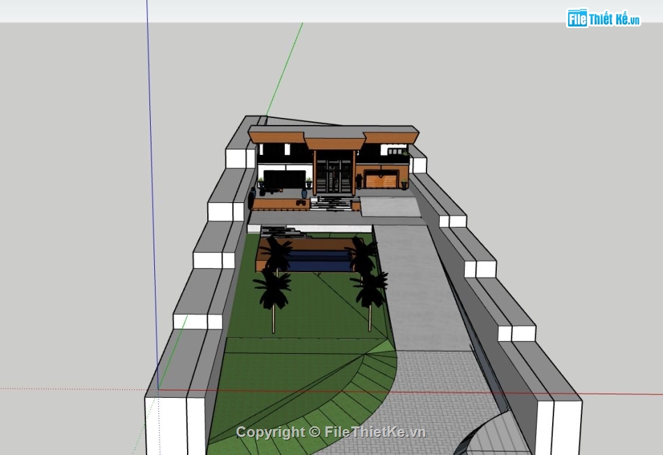 biệt thự hiện đại,biệt thự 2 tầng đẹp,model su biệt thự 2 tầng,mẫu biệt thự 2 tầng sketchup