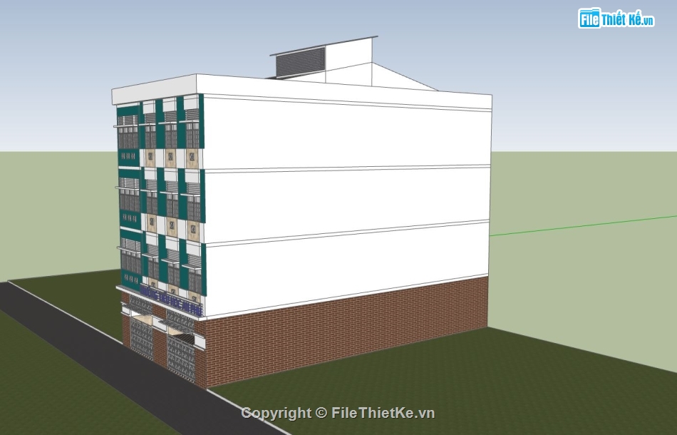 phối cảnh trường học,bản vẽ trường tiểu học,mẫu sketchup trường học