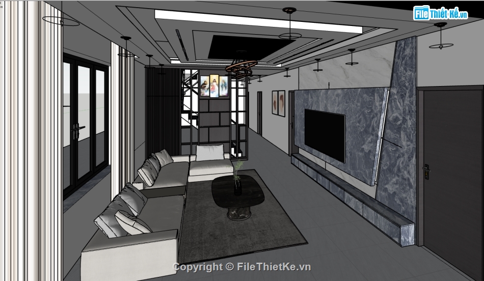 phòng khách đẹp,File sketchup phòng khách đẹp,sketchup phòng khách,File phòng khách sketchup