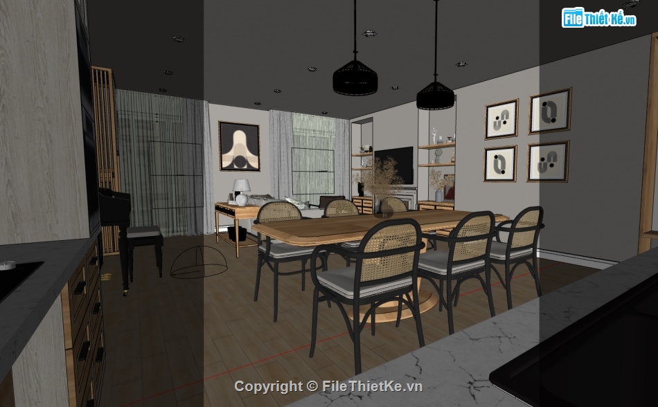 nội thất phòng khách hiện đại,sketchup phòng khách hiện đại,phòng khách hiện đại file sketchup