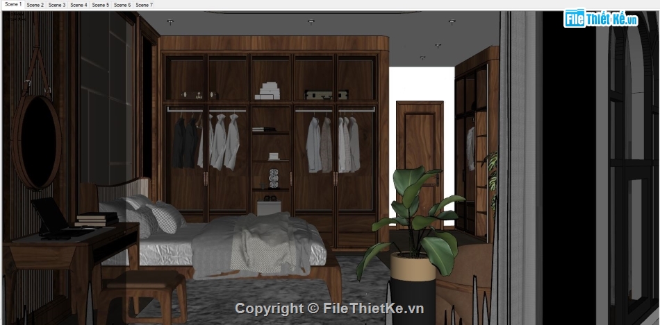 file sketchup phòng ngủ,phòng ngủ sketchup,file sketchup đồ gỗ óc chó,file sketchup,gỗ óc chó file cad