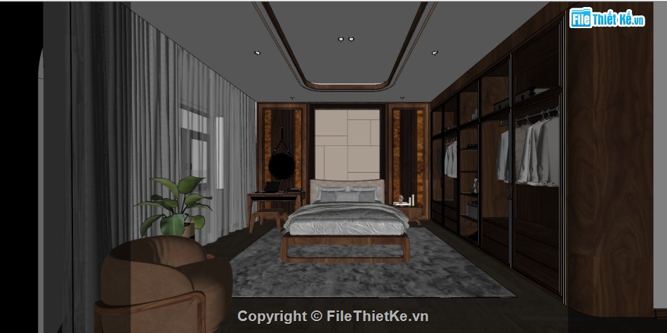 file sketchup phòng ngủ,phòng ngủ sketchup,file sketchup đồ gỗ óc chó,file sketchup,gỗ óc chó file cad