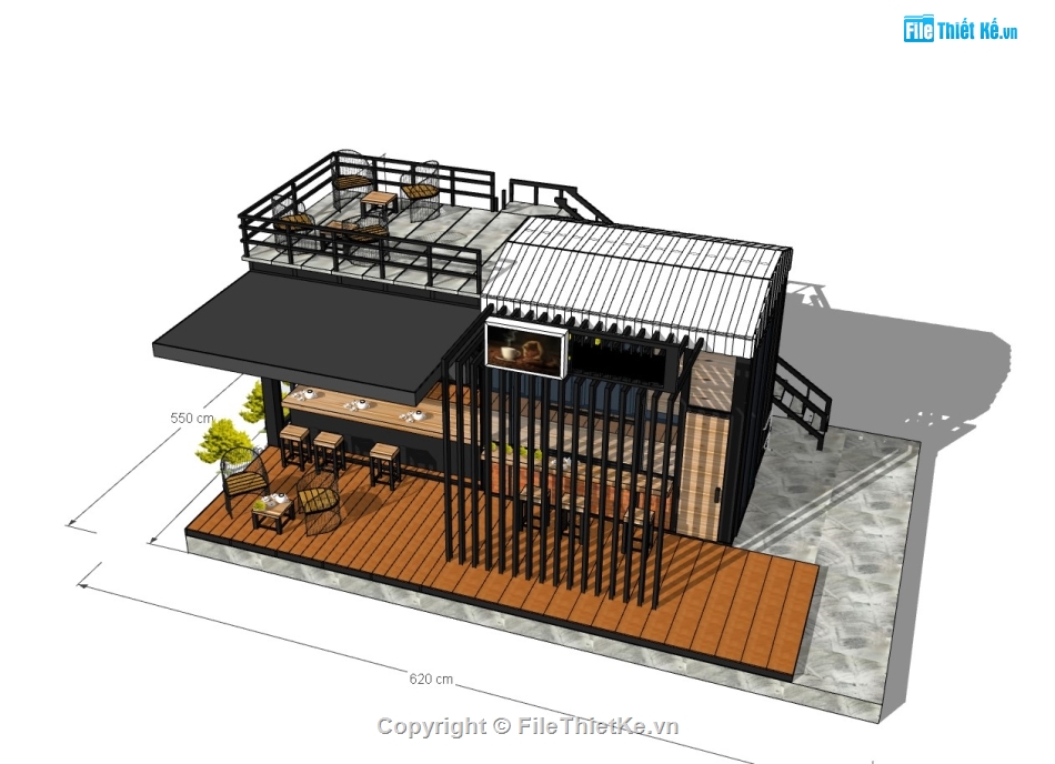 quán coffee,quán coffee sketchup,sketchup quán coffee